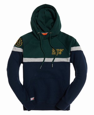 Superdry Applique Colour Block Férfi Kapucnis Pulóver Sötétkék | DKJBH3721